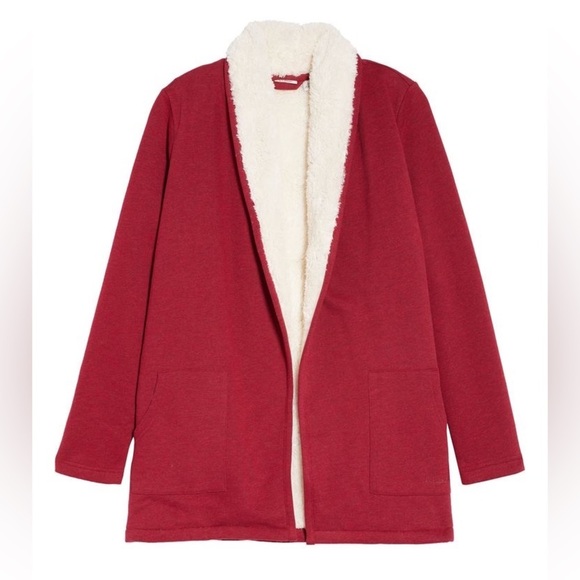 L.L. Bean 1912 Sherpa Fleece Lined Fuzzy Fur Open Front Cardigan Jacket 2X Plus - Picture 3 of 14